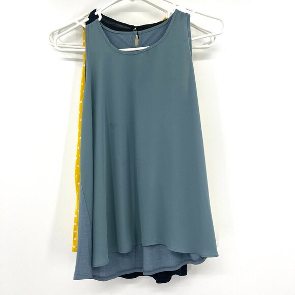 Ann Taylor LOFT Lot of 3 Mixed Media Sleeveless Tanks Teal, Yellow, Black Size S - Picture 1 of 7
